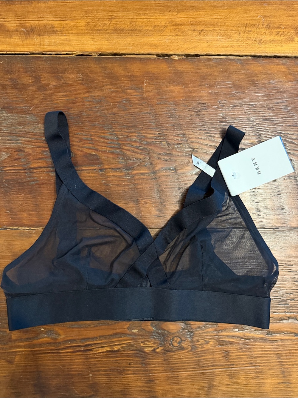 Dkny Black Sheer Mesh Bralette with Wide Elastic Band